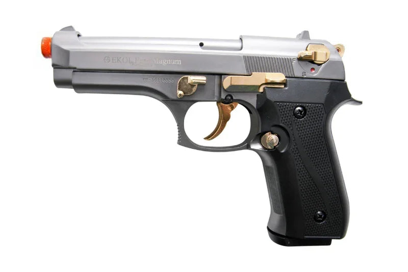 EKOL Firat Compact Semi-Auto Blank Gun, Satin and Gold Fittings
