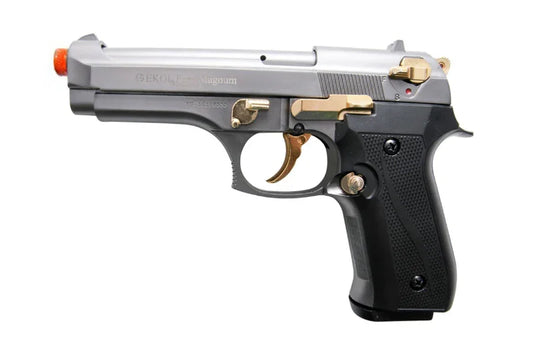 EKOL Firat Compact Semi-Auto Blank Gun, Satin and Gold Fittings