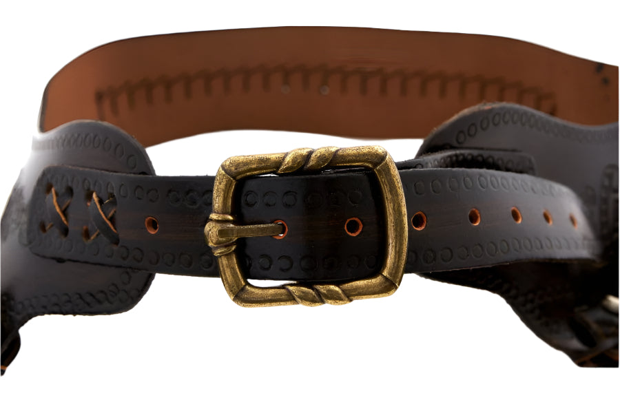 Western Leather Double Gun Holster With Dummy Ammo