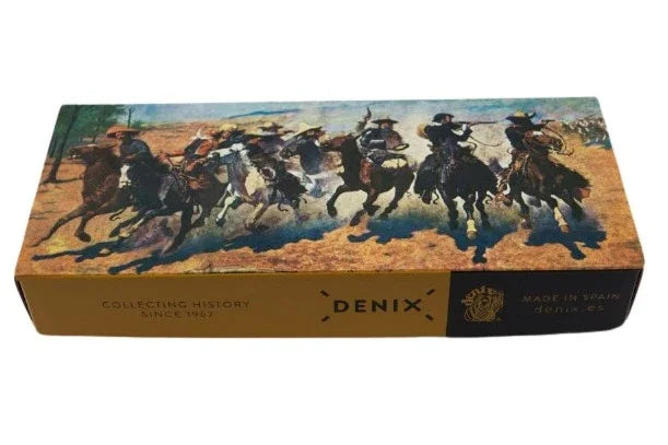 Denix Old West Cavalry M1873 Nickel Finish Non-Firing Single Action Revolver Box Set