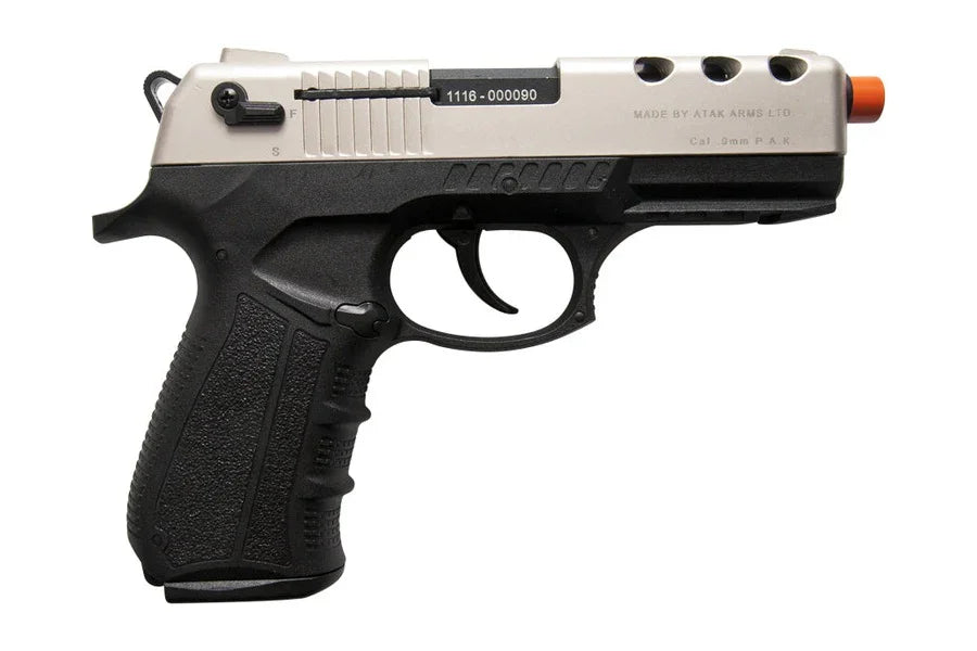 ZORAKI 4918 9MM Semi-Auto Firing Blank Prop Gun in Satin