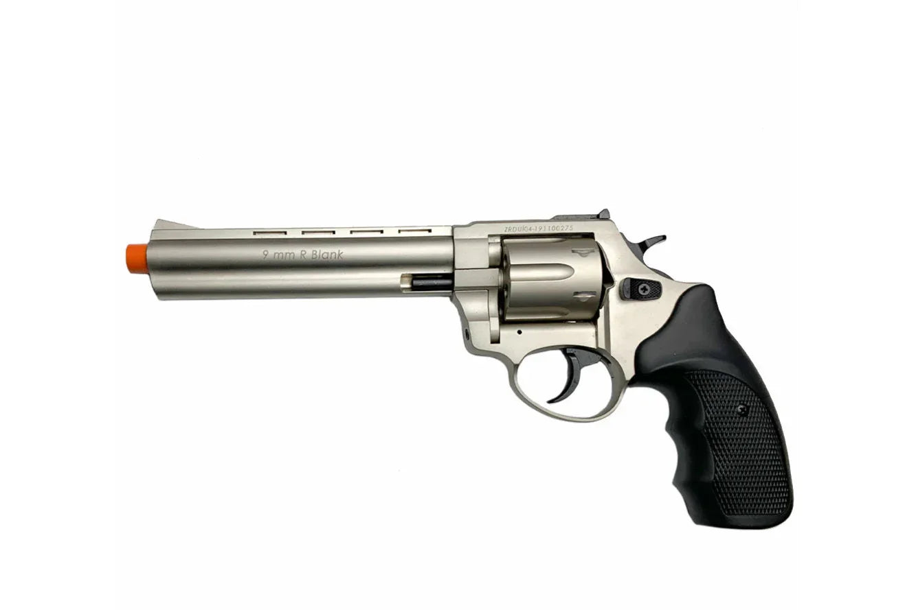 Zoraki R1 6" Barrel Front Firing Blank Revolver in Satin