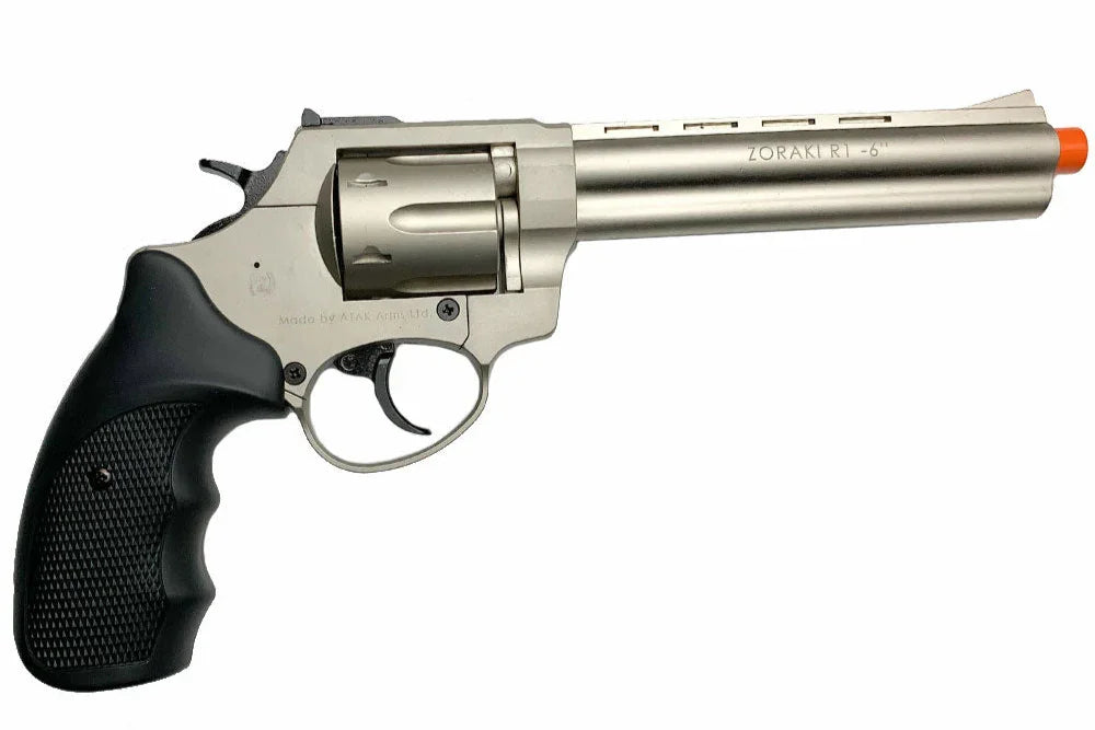 Zoraki R1 6" Barrel Front Firing Blank Revolver in Satin