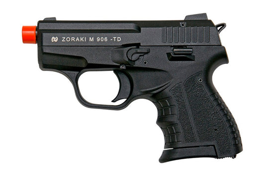 Black Zoraki M 906-TD air gun with red tip on a white background