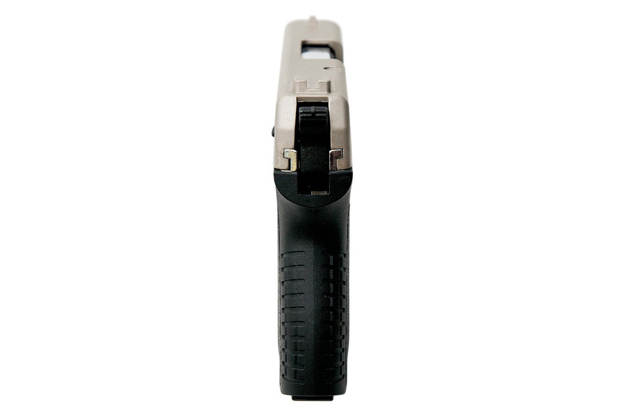 Black and silver lighter on a white background