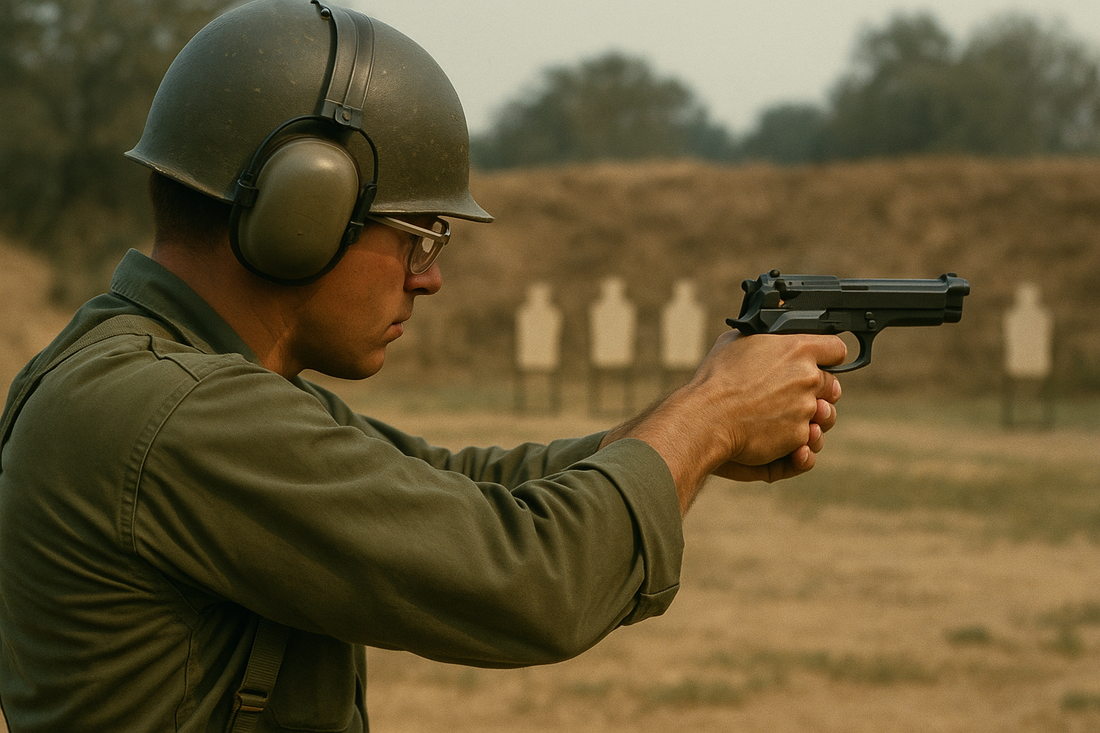 Soldier shooting Beretta M92