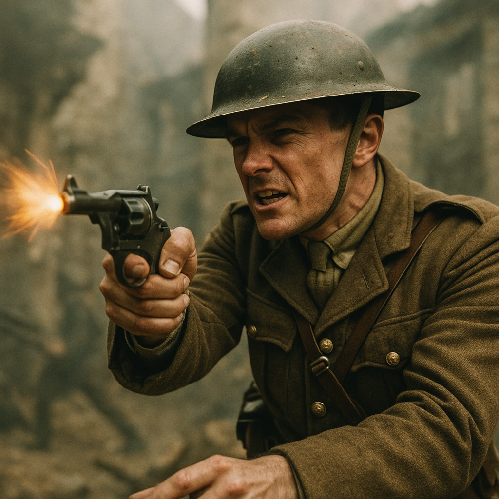Soldier Firing a Webley Revolver