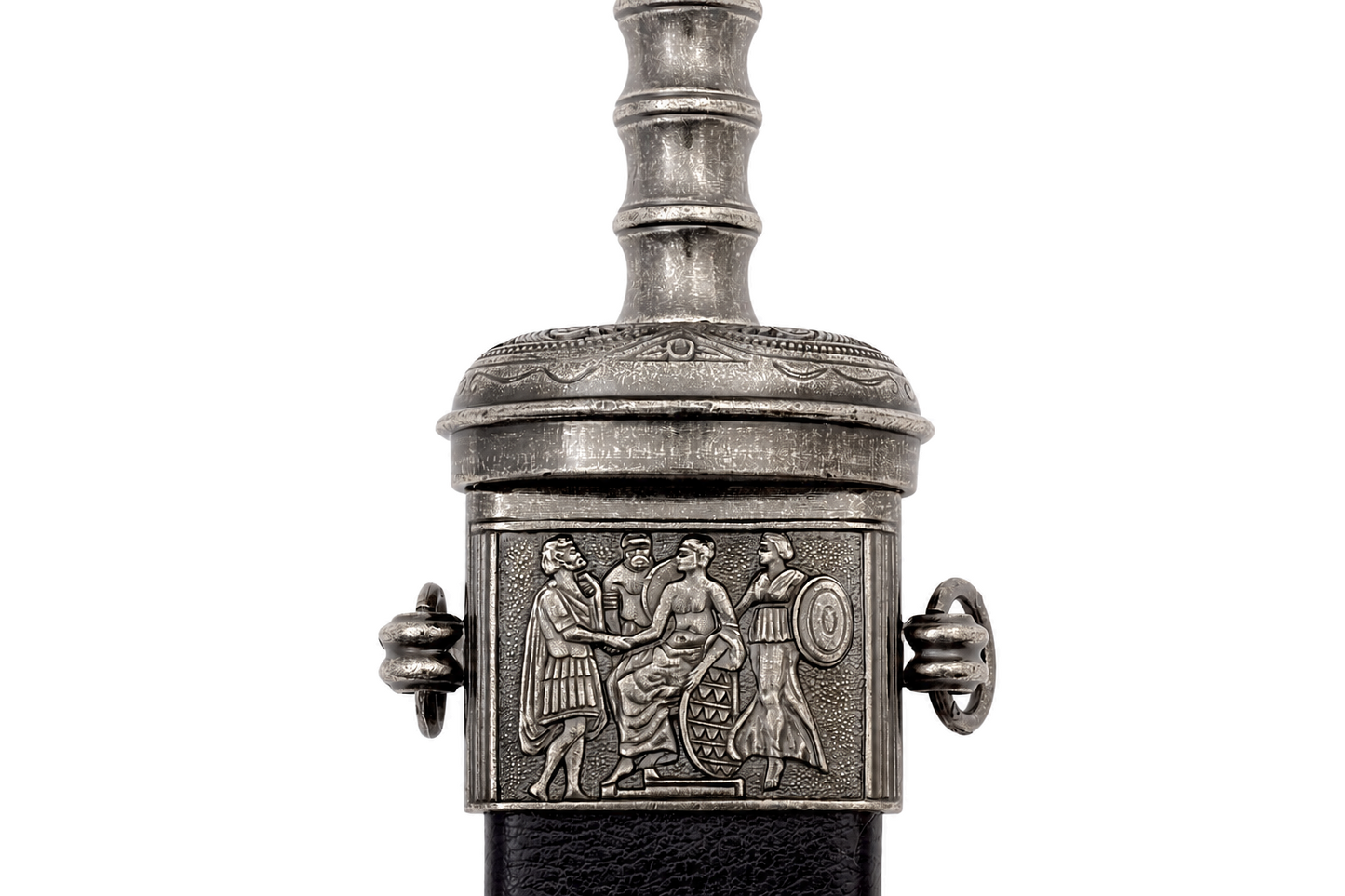 Denix 4116/NQ black scabbard embossed Roman scene detail