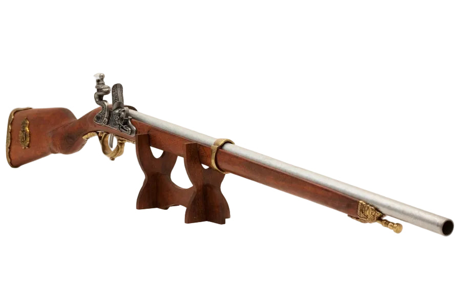 1807 French flintlock rifle brass trim replica based on historical Napoleonic firearms