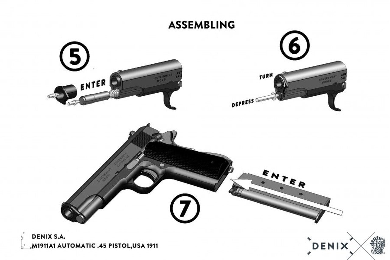Denix M1911 Non-Firing Field Strippable Prop Gun in Black - TCN VAULT
