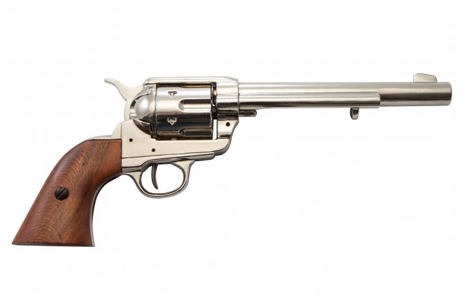Denix 1873 Colt SAA Cavalry Non-Firing Revolver in Nickel - TCN VAULT
