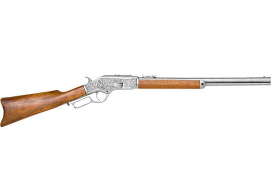 Winchester 1873 Silver Engraved Lever Action Non-Firing Rifle - TCN VAULT