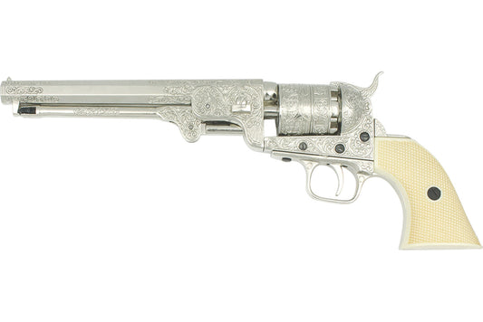 Civil War 1851 Navy Engraved Non-Firing Revolver in Nickel - TCN VAULT