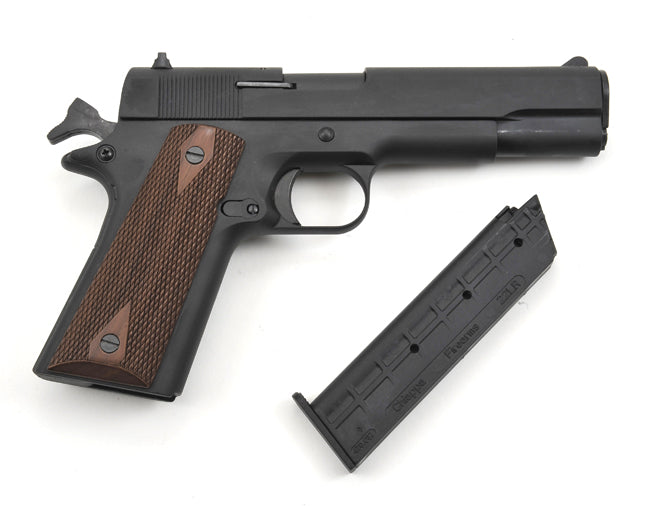 Removable magazine detail on non firing 45 Gov’t M1911 military pistol replica