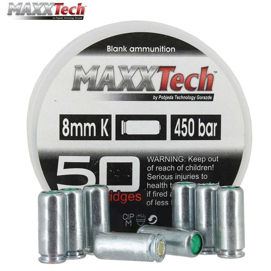 MaxxTech Cal. 8 MM Extra Loud Blank Gun Ammunition 50 Pack