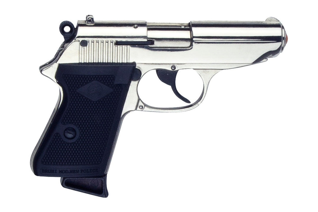 right view of Bruni Police blank firing gun nickel finish