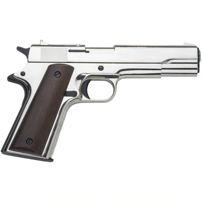 Bruni M1911 Automatic 8mm Top Firing Blank Gun in Nickel - TCN VAULT