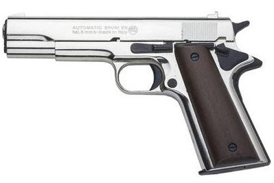 Bruni M1911 Automatic 8mm Top Firing Blank Gun in Nickel - TCN VAULT