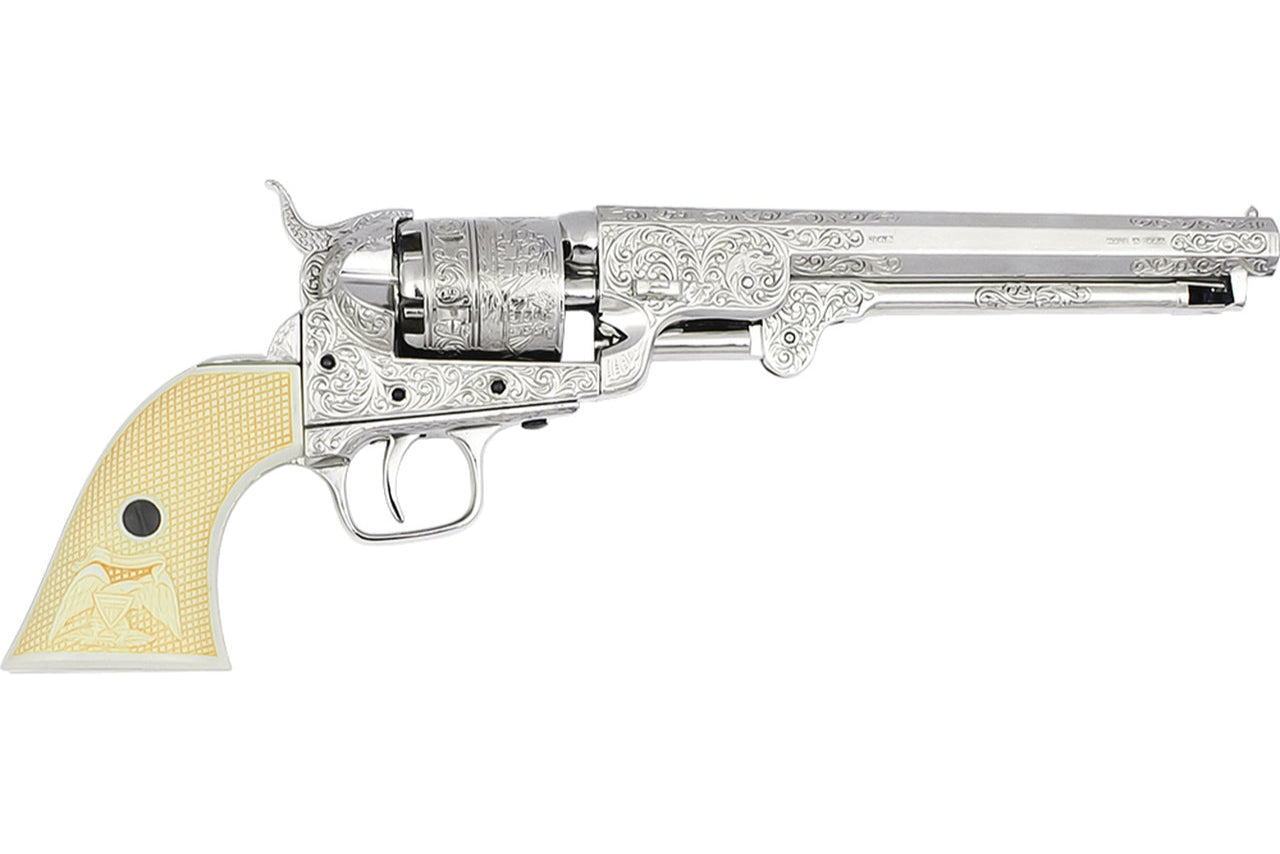 Civil War 1851 Navy Engraved Non-Firing Revolver in Nickel - TCN VAULT