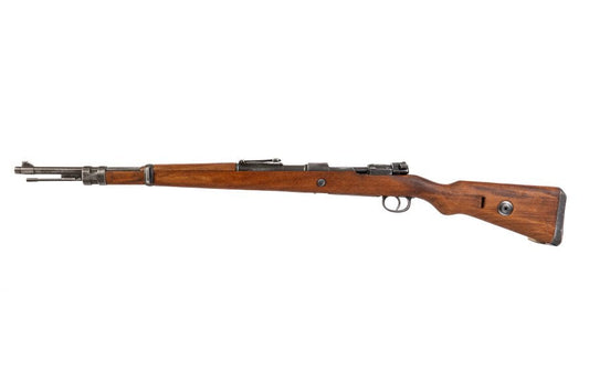 Wooden rifle with metal components on a white background, featuring the Denix logo.