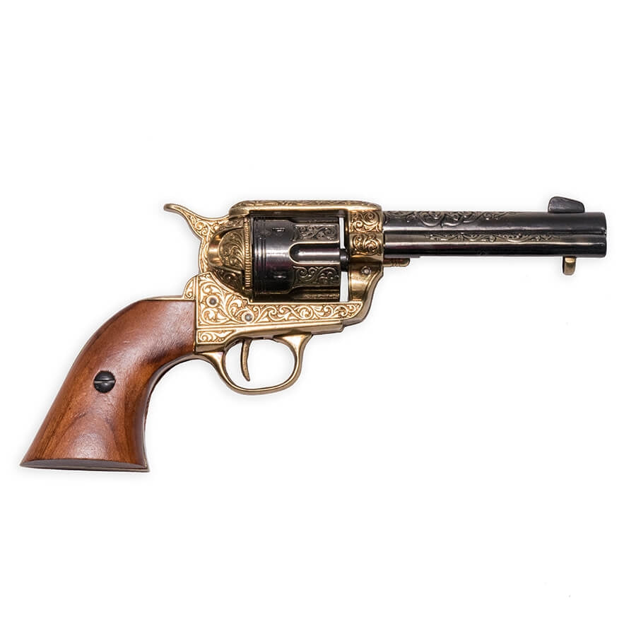 Denix 1873 Peacemaker Non-Firing Revolver with Gold Engravings - TCN VAULT