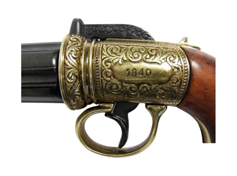Denix 1840 6 Barrel Pepper-Box Non-Firing Revolver - TCN VAULT