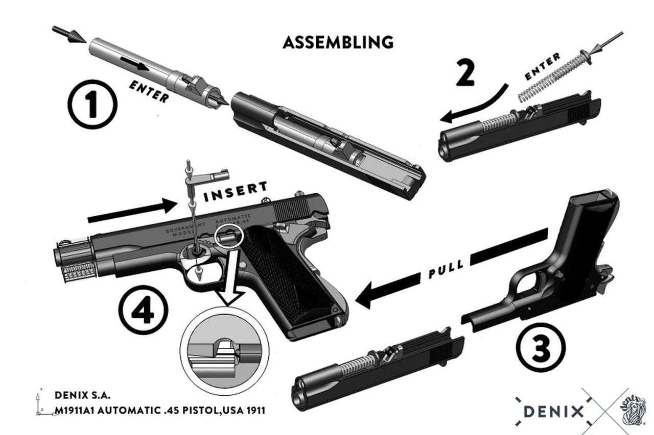Denix M1911 Non-Firing Field Strippable Prop Gun in Black - TCN VAULT
