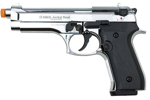 EKOL Jackal Dual 9mm Full Automatic Blank Gun in Nickel - TCN VAULT