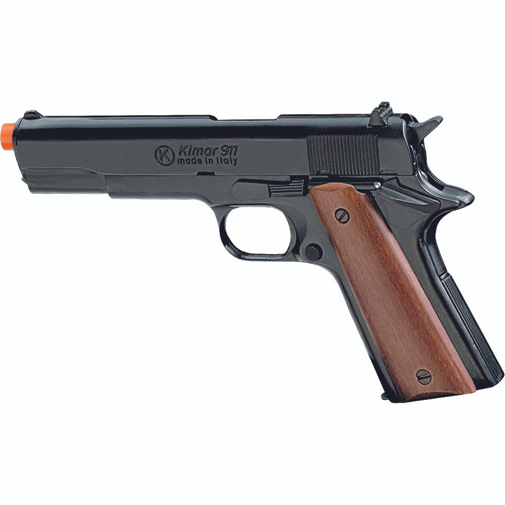 Kimar 911 1911 style blank firing gun with wood grips in black finish