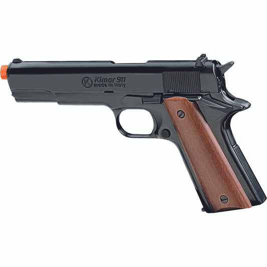 Kimar 911 1911 style blank firing gun with wood grips in black finish