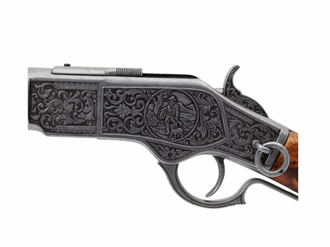 Winchester 1873 Silver Engraved Lever Action Non-Firing Rifle - TCN VAULT