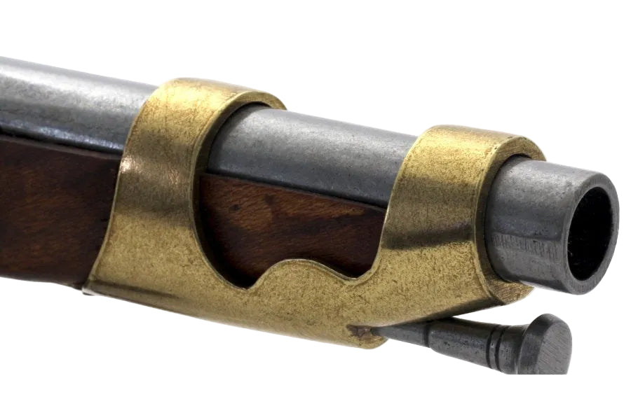 American frontier flintlock pistol replica with brass fittings