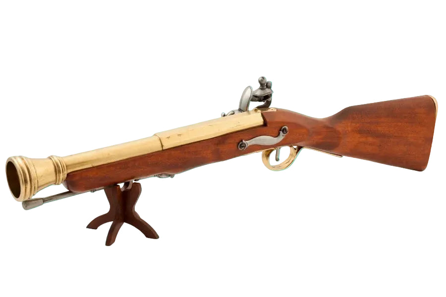 Wooden and brass firearm on a white background with 'Denix' branding.