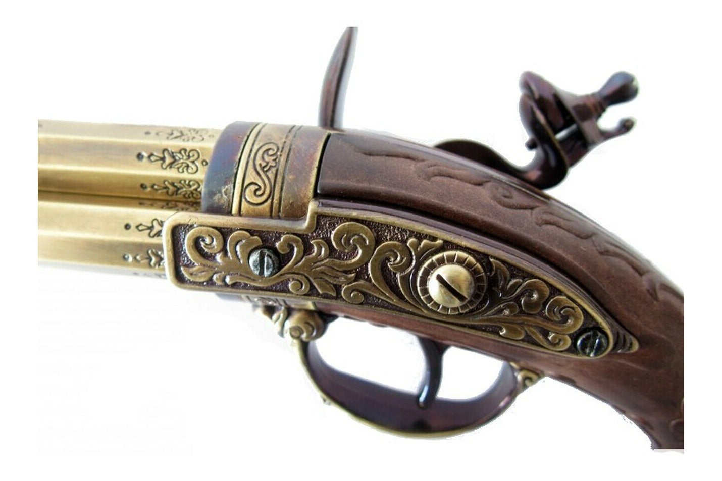 Denix 18th Century 3 Barrel Brass Non-Firing Flintlock Prop - TCN VAULT