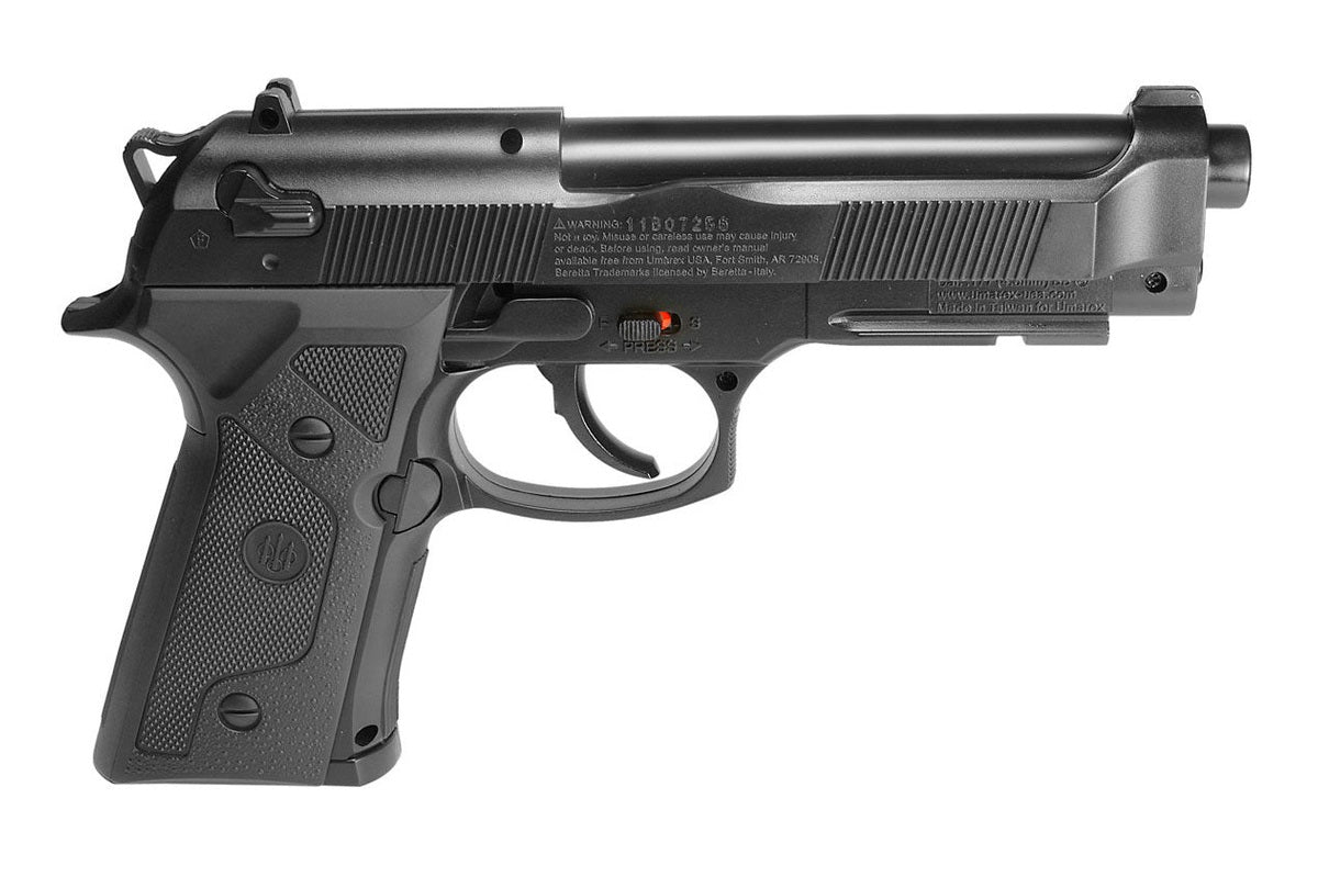 Beretta Elite II .177 BB gun angled left view showing grip and slide
