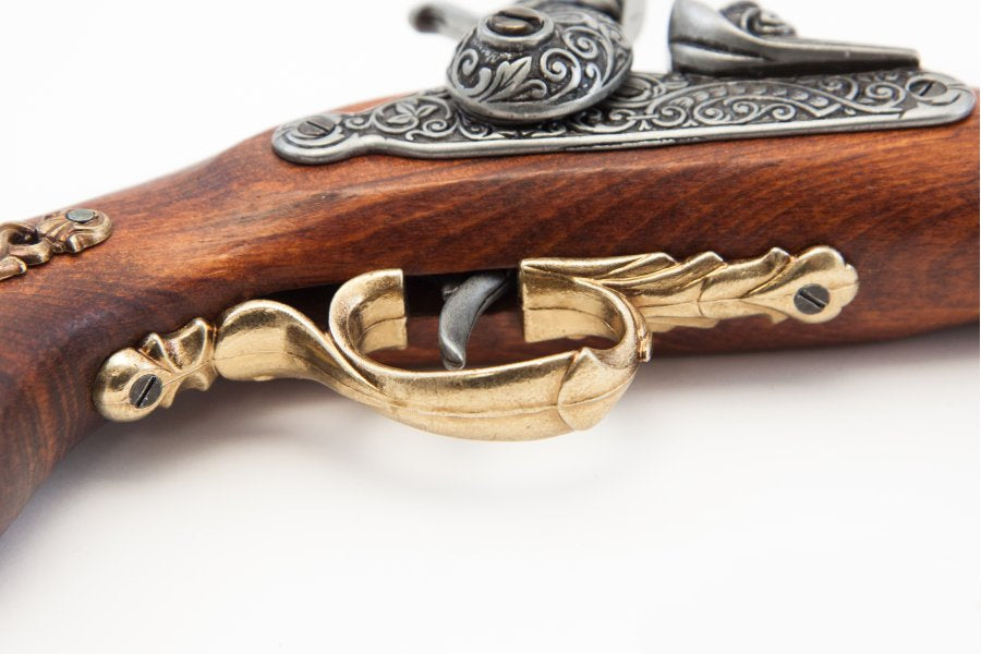 Decorative French percussion pistol replica display piece inspired by classic European firearms