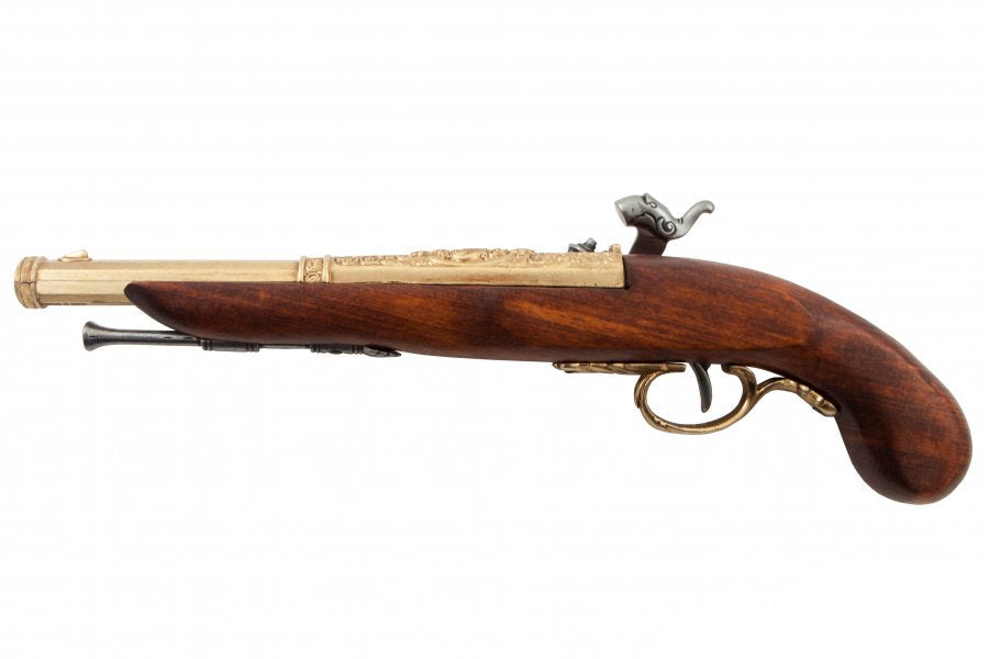 Colonial 1872 French percussion pistol replica with antique brass finish and realistic historical detailing