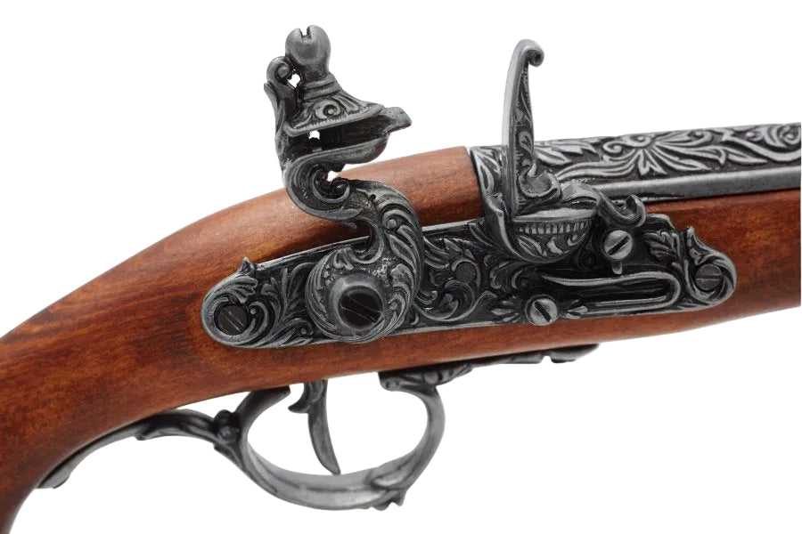 Colonial German flintlock non-firing replica pistol for collectors