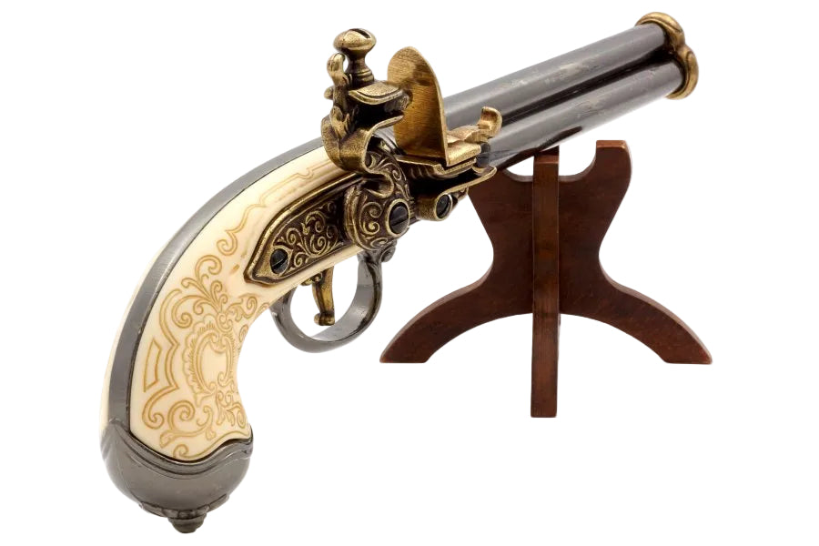 Side view of Denix 1016-L 18th century flintlock pistol replica