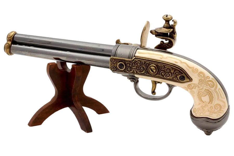 Denix 1016-L historical flintlock pistol replica with wooden grip and metal barrel
