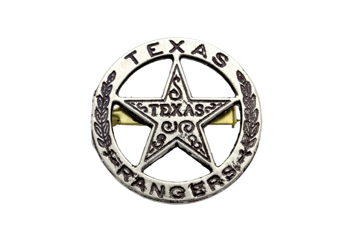 Denix 102 Texas Rangers circle star badge, full front view in bright nickel