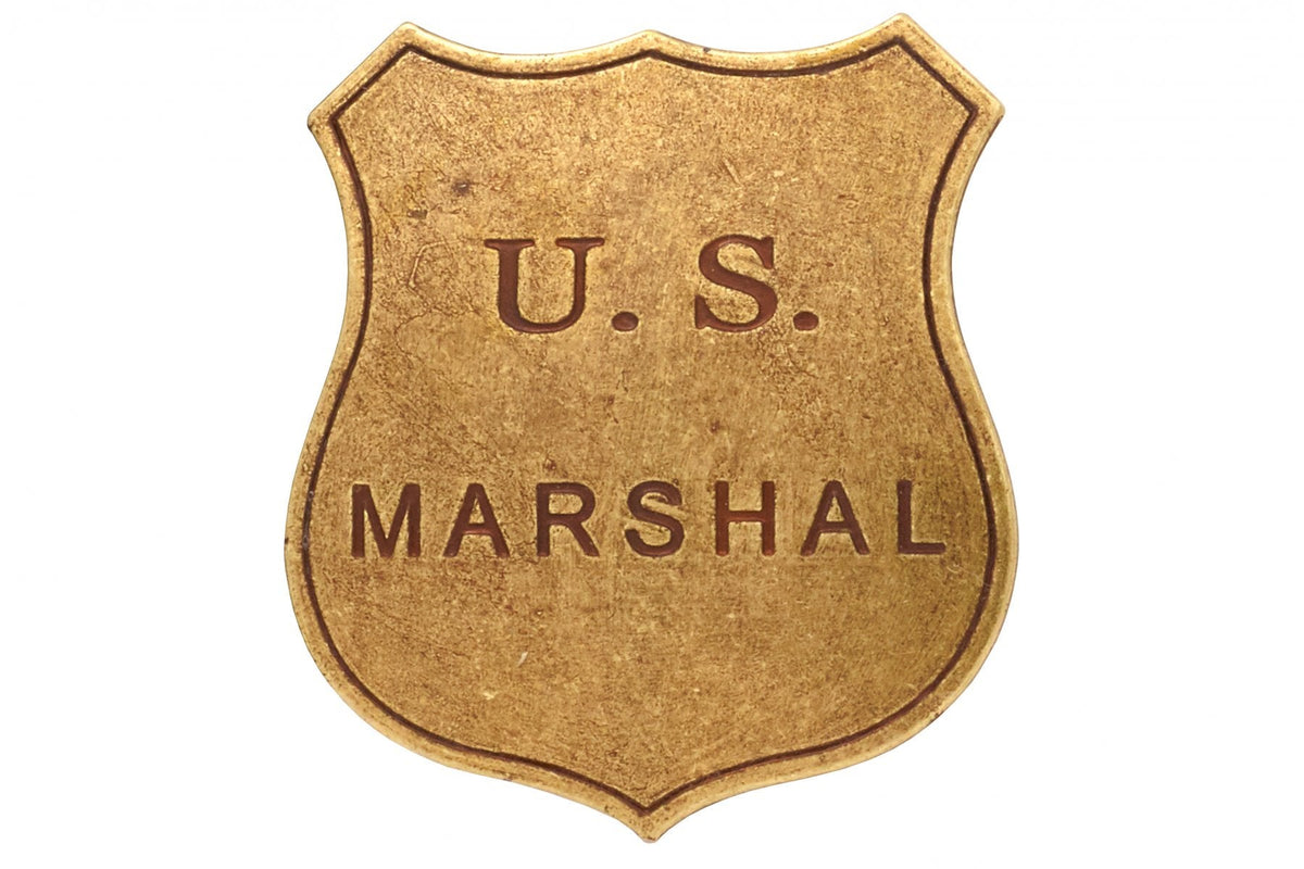 Denix 103 U.S. Marshal badge in antiqued brass, full front view