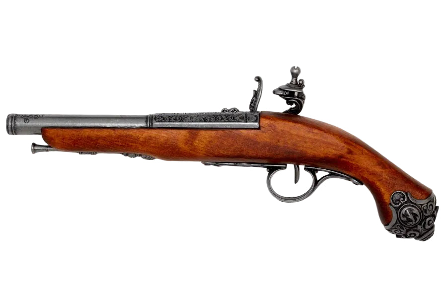 Right side view of Denix 1077G 18th century flintlock pistol replica