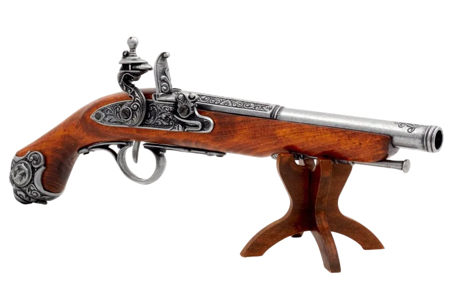 Full length view of Denix 1077G 18th century flintlock pistol replica
