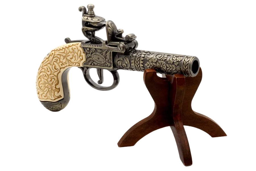 Barrel detail of Denix 1098L London 1795 flintlock pocket pistol replica