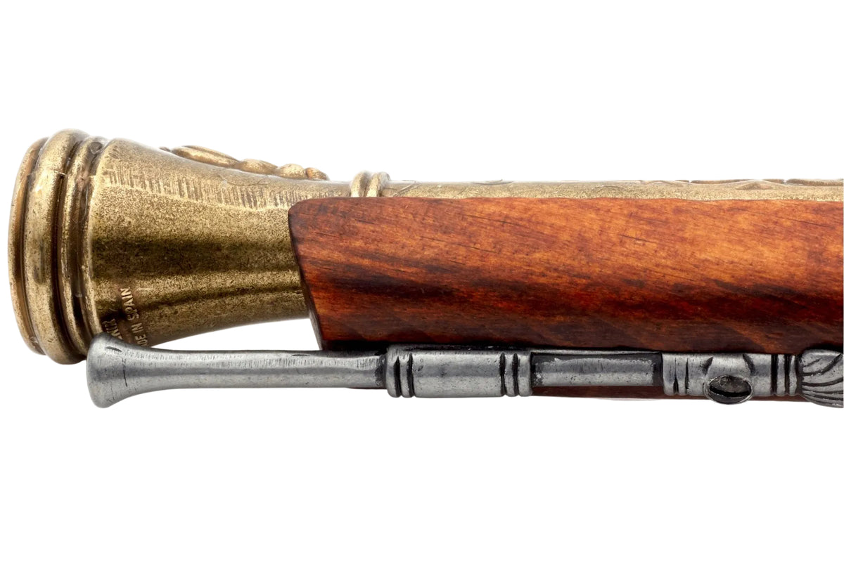 Denix 1104/L Italian pirate blunderbuss pistol, brass barrel and ramrod detail