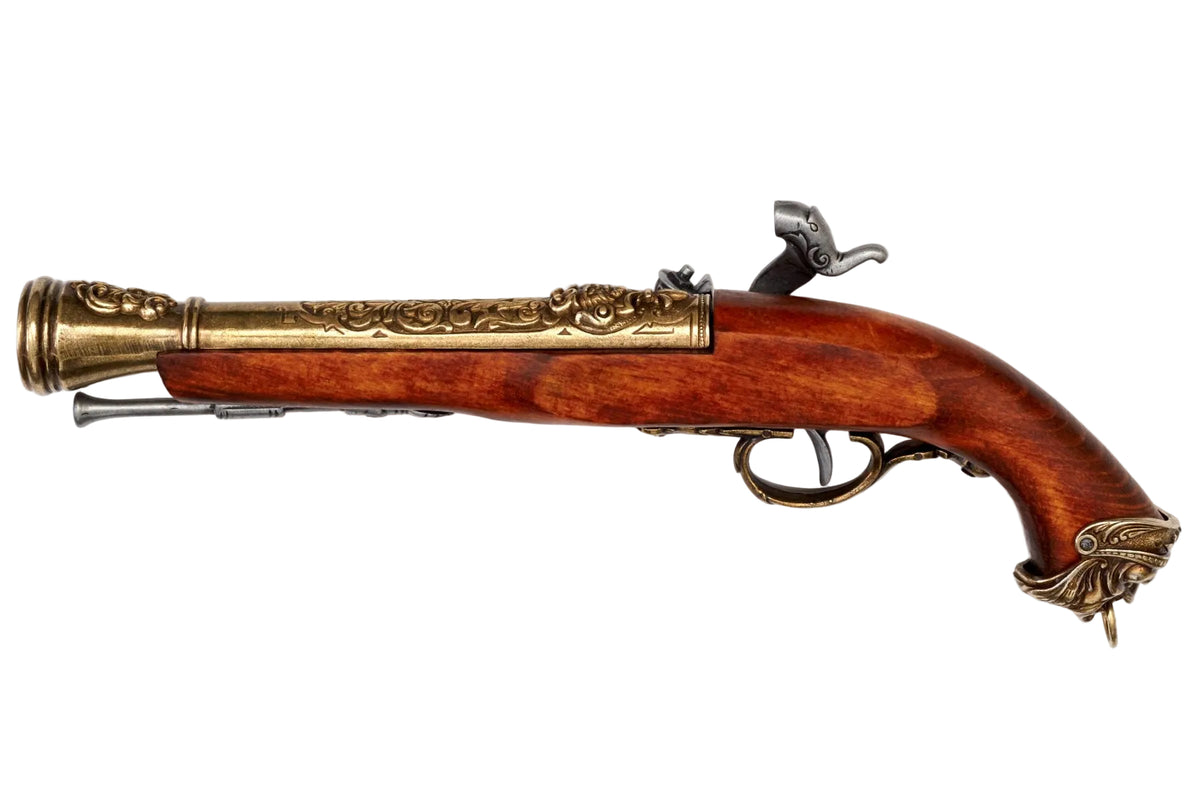 Denix 1104/L Italian pirate blunderbuss pistol in brass finish, full right profile