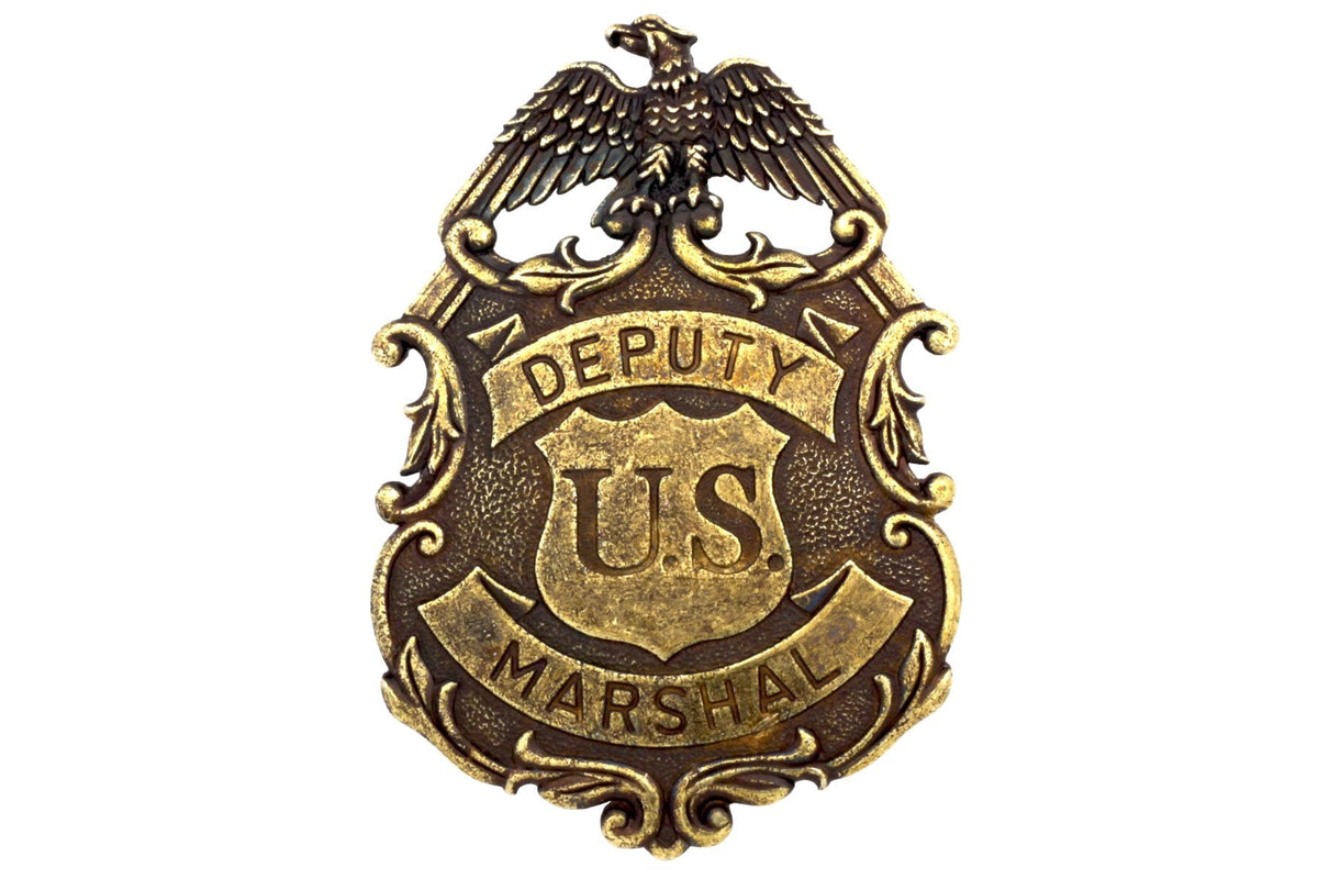Denix 112L Deputy United States marshal eagle badge in brass, full front view