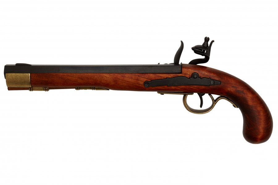 Denix 1136-L Kentucky flintlock pistol replica with wood and metal finish