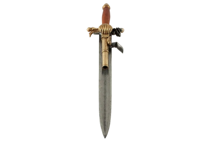 Knife blade detail on Denix 1204 flintlock pistol dagger replica